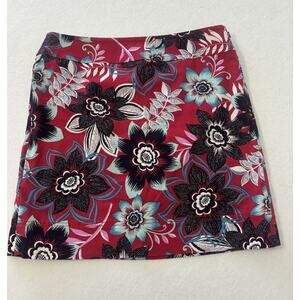 Talbots Petites‎ 10P Red Multicolor Floral Lined Pencil Career Casual Skirt